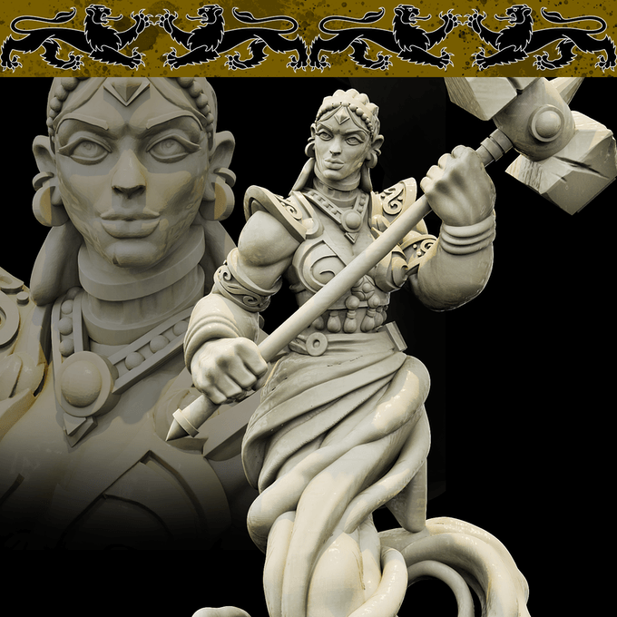 3D Printed Bestiary Vol. 4 Nafarrate - Earth Genie 32mm Ragnarok D&D - 3D Printing Boss 