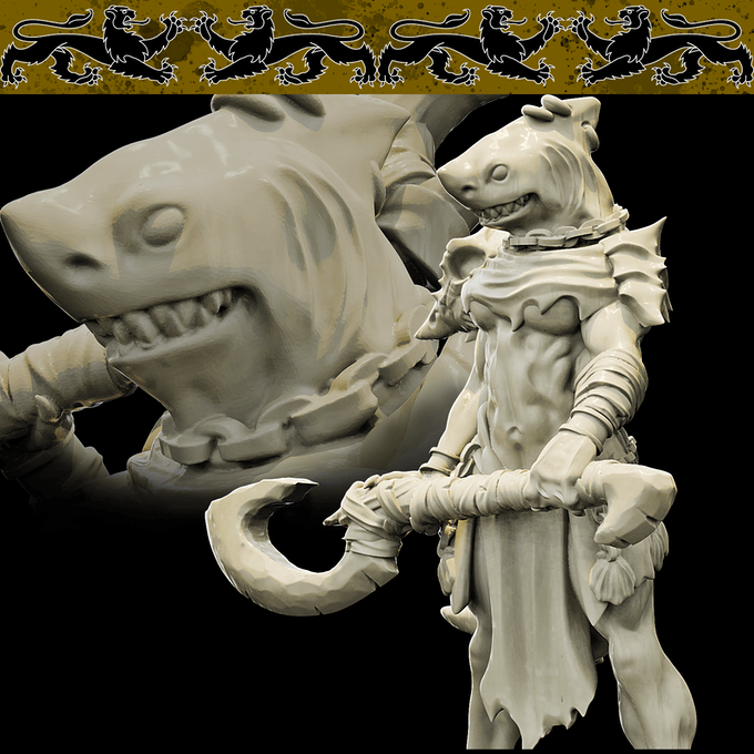3D Printed Bestiary Vol. 4 Nafarrate - Ephyra Lady Shark 32mm Ragnarok D&D - 3D Printing Boss 