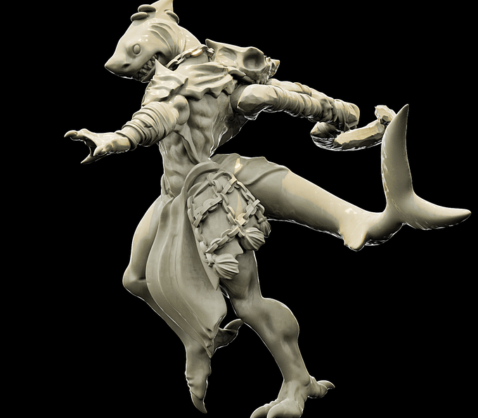 3D Printed Bestiary Vol. 4 Nafarrate - Ephyra Lady Shark 32mm Ragnarok D&D - 3D Printing Boss 