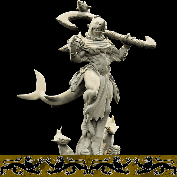 3D Printed Bestiary Vol. 4 Nafarrate - Ephyra Lady Shark 32mm Ragnarok D&D - 3D Printing Boss 
