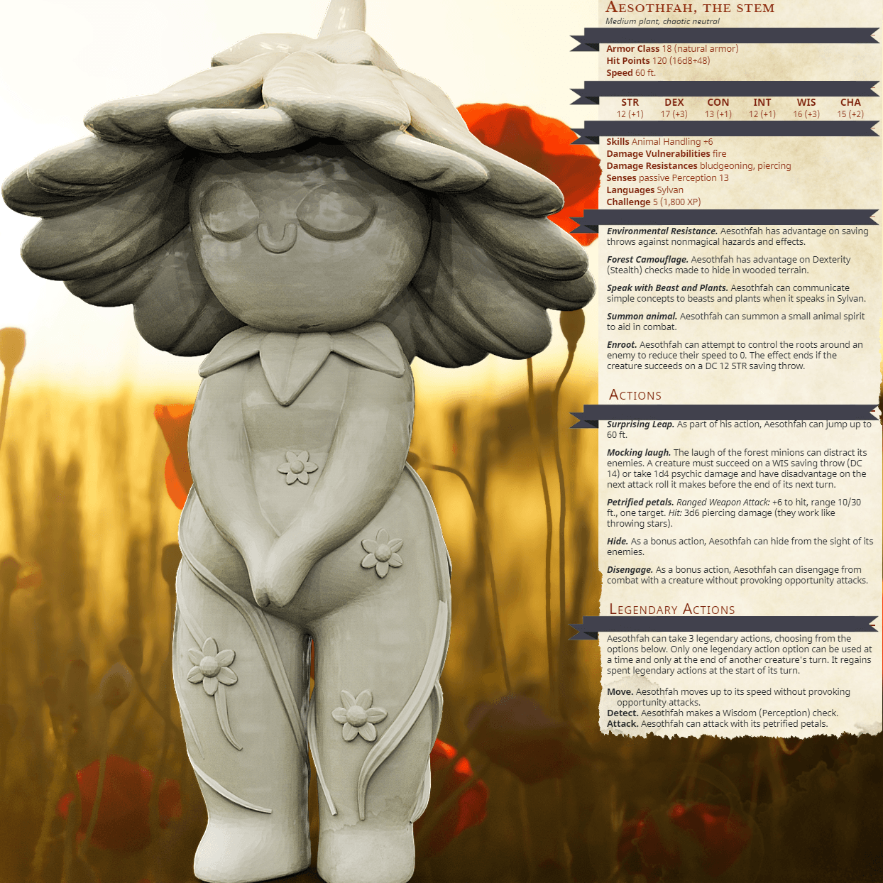 3D Printed Bestiary Vol. 4 Nafarrate - Forrest Spirit Minions 32mm Ragnarok D&D - 3D Printing Boss 