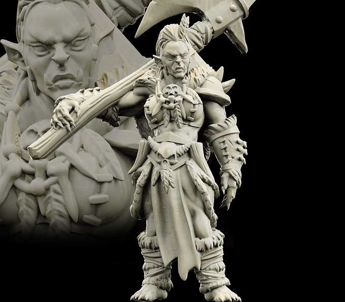 3D Printed Bestiary Vol. 4 Nafarrate - Gatha Female Orc 32mm Ragnarok D&D - 3D Printing Boss 