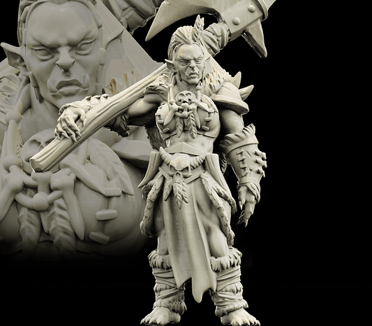 3D Printed Bestiary Vol. 4 Nafarrate - Gatha Female Orc 32mm Ragnarok D&D - 3D Printing Boss 