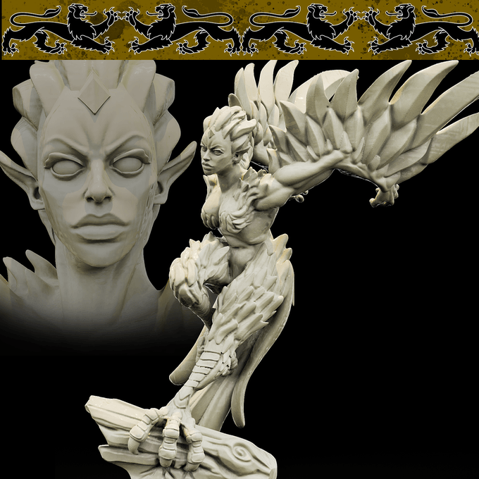 3D Printed Bestiary Vol. 4 Nafarrate - Harpy 32mm Ragnarok D&D - 3D Printing Boss 