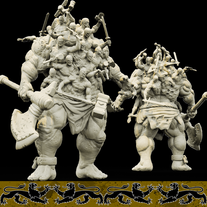 3D Printed Bestiary Vol. 4 Nafarrate - Hecatoncheires Giant 32mm Ragnarok D&D - 3D Printing Boss 
