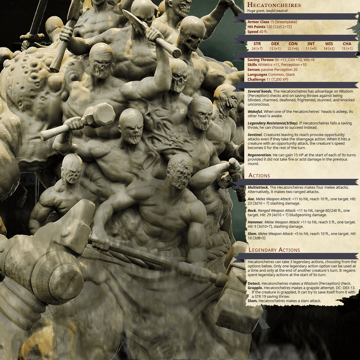 3D Printed Bestiary Vol. 4 Nafarrate - Hecatoncheires Giant 32mm Ragnarok D&D - 3D Printing Boss 