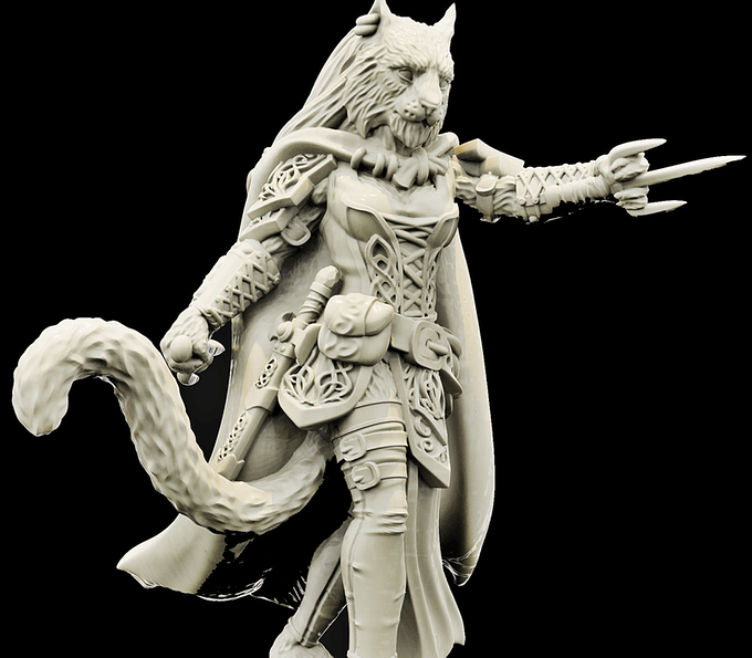 3D Printed Bestiary Vol. 4 Nafarrate - Ishu Tigress 32mm Ragnarok D&D - 3D Printing Boss 
