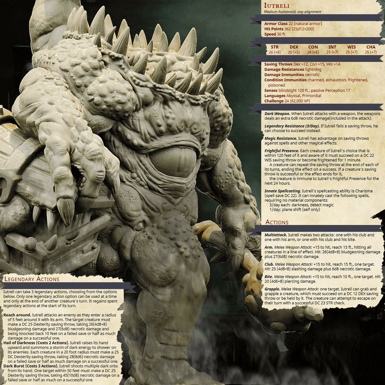 3D Printed Bestiary Vol. 4 Nafarrate - Iutreli Abomination 32mm Ragnarok D&D - 3D Printing Boss 
