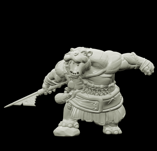3D Printed Bestiary Vol. 4 Nafarrate - Kiboko Hippo Man 32mm Ragnarok D&D - 3D Printing Boss 