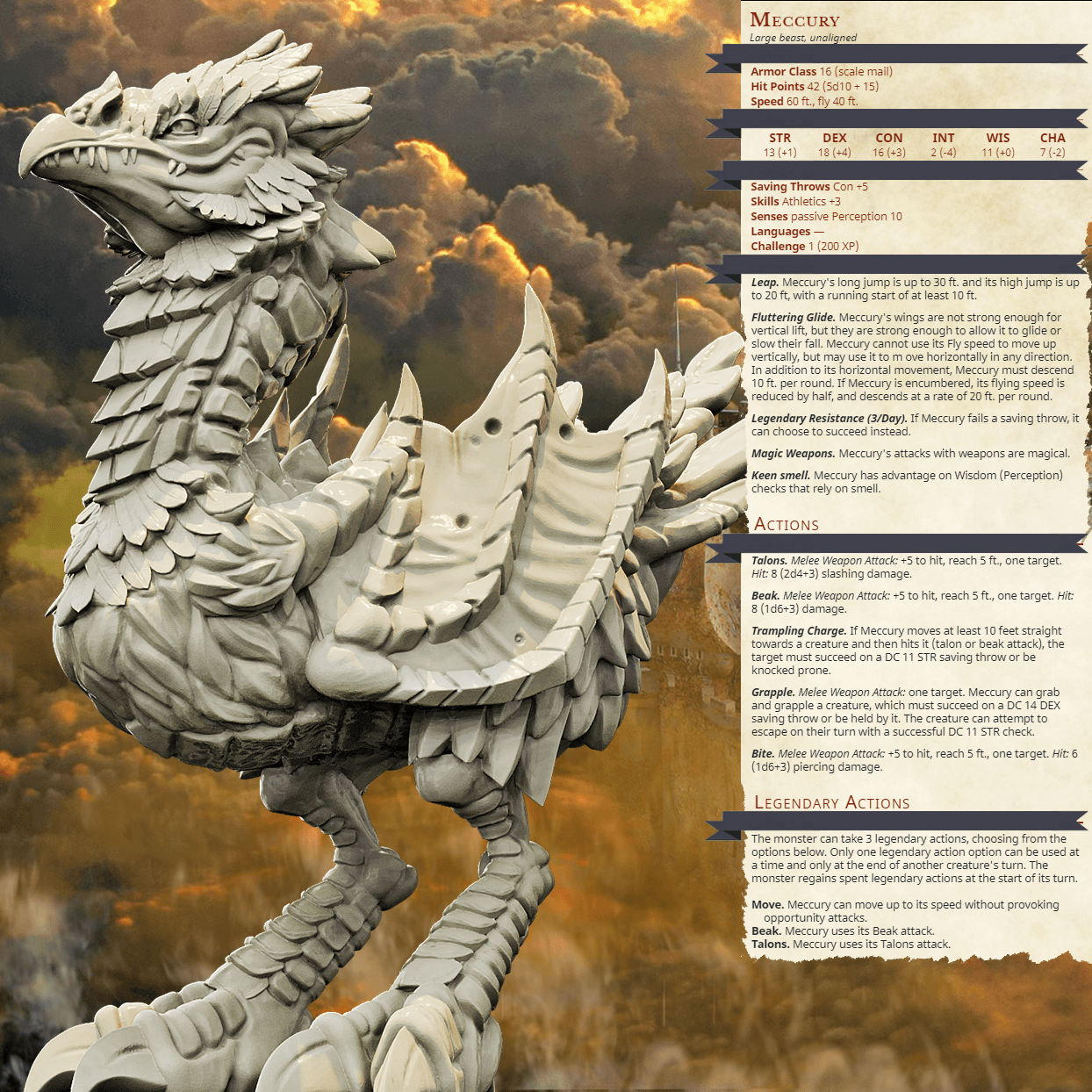 3D Printed Bestiary Vol. 4 Nafarrate - Meccury Bird 32mm Ragnarok D&D - 3D Printing Boss 