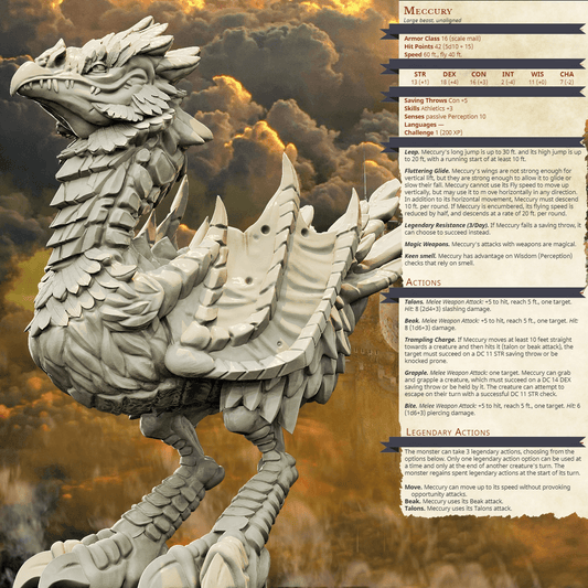 3D Printed Bestiary Vol. 4 Nafarrate - Meccury Bird 32mm Ragnarok D&D - 3D Printing Boss 