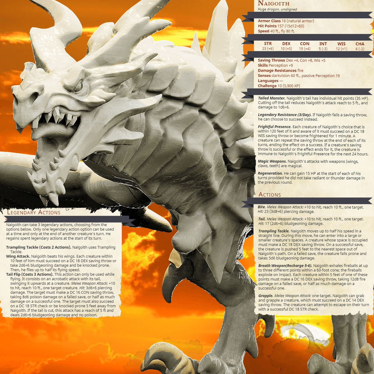 3D Printed Bestiary Vol. 4 Nafarrate - Naigoith Red Dragon 32mm Ragnarok D&D - 3D Printing Boss 