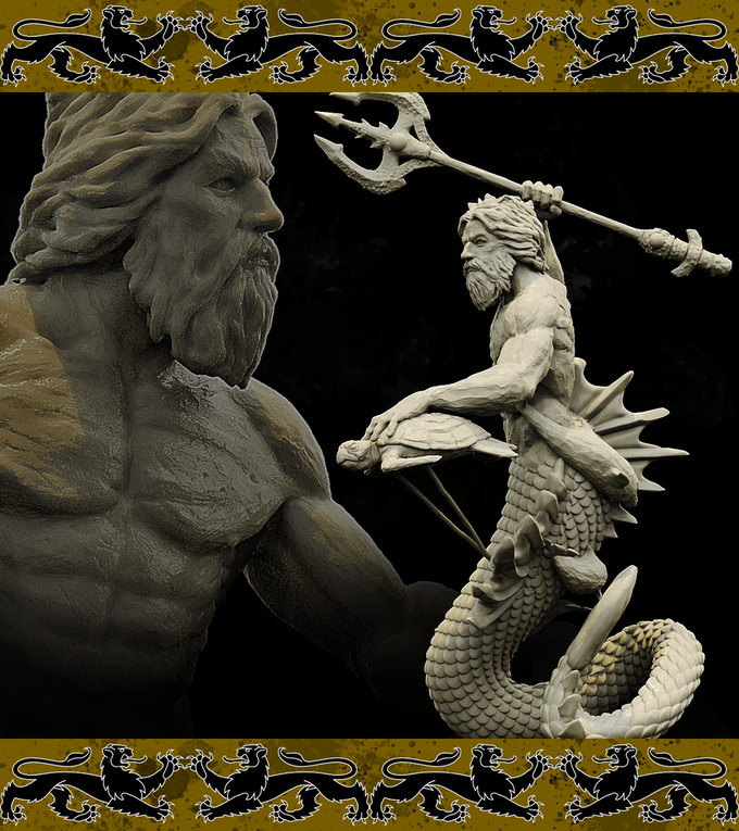 3D Printed Bestiary Vol. 4 Nafarrate - Neptune Merman 32mm Ragnarok D&D - 3D Printing Boss 