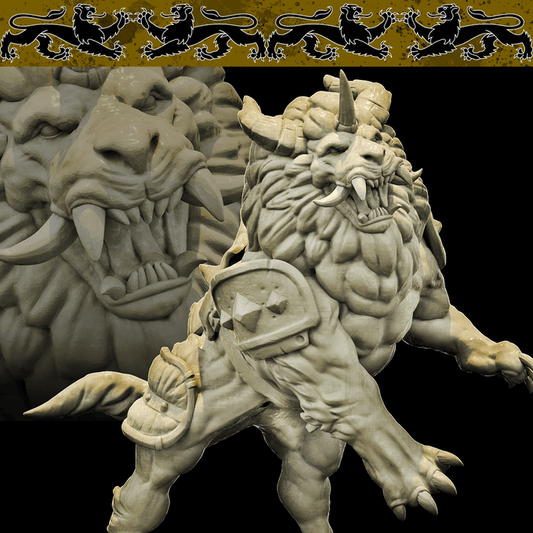 3D Printed Bestiary Vol. 4 Nafarrate - Nian Lion Mount 32mm Ragnarok D&D - 3D Printing Boss 