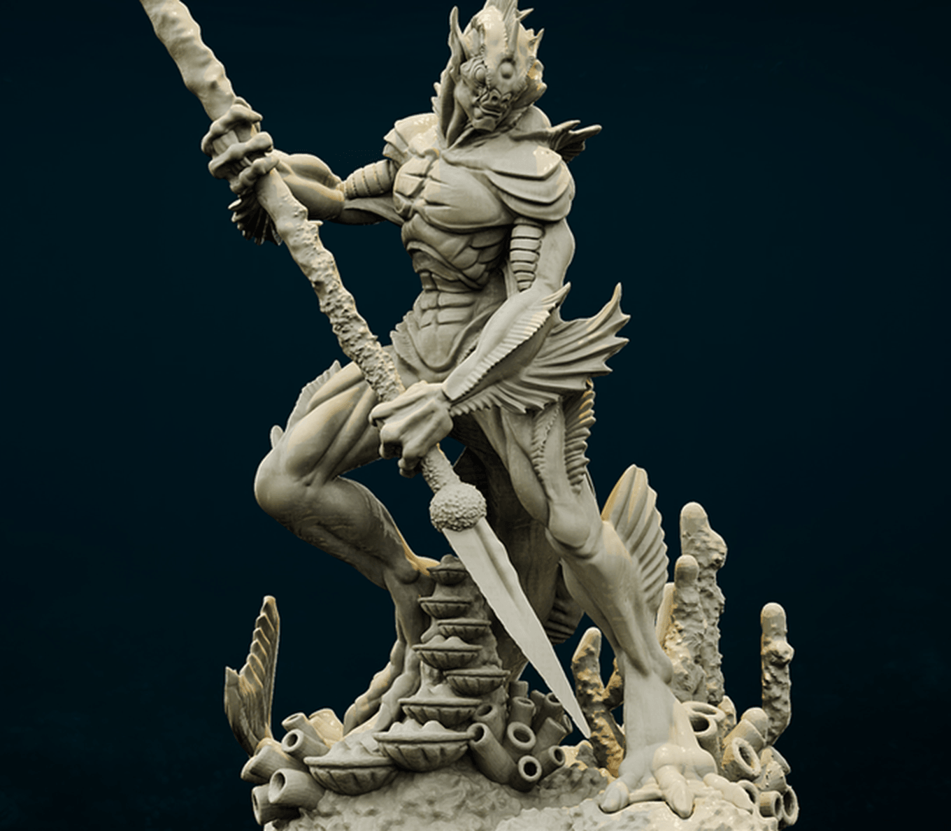 3D Printed Bestiary Vol. 4 Nafarrate - Proteus Merfolk 32mm Ragnarok D&D - 3D Printing Boss 