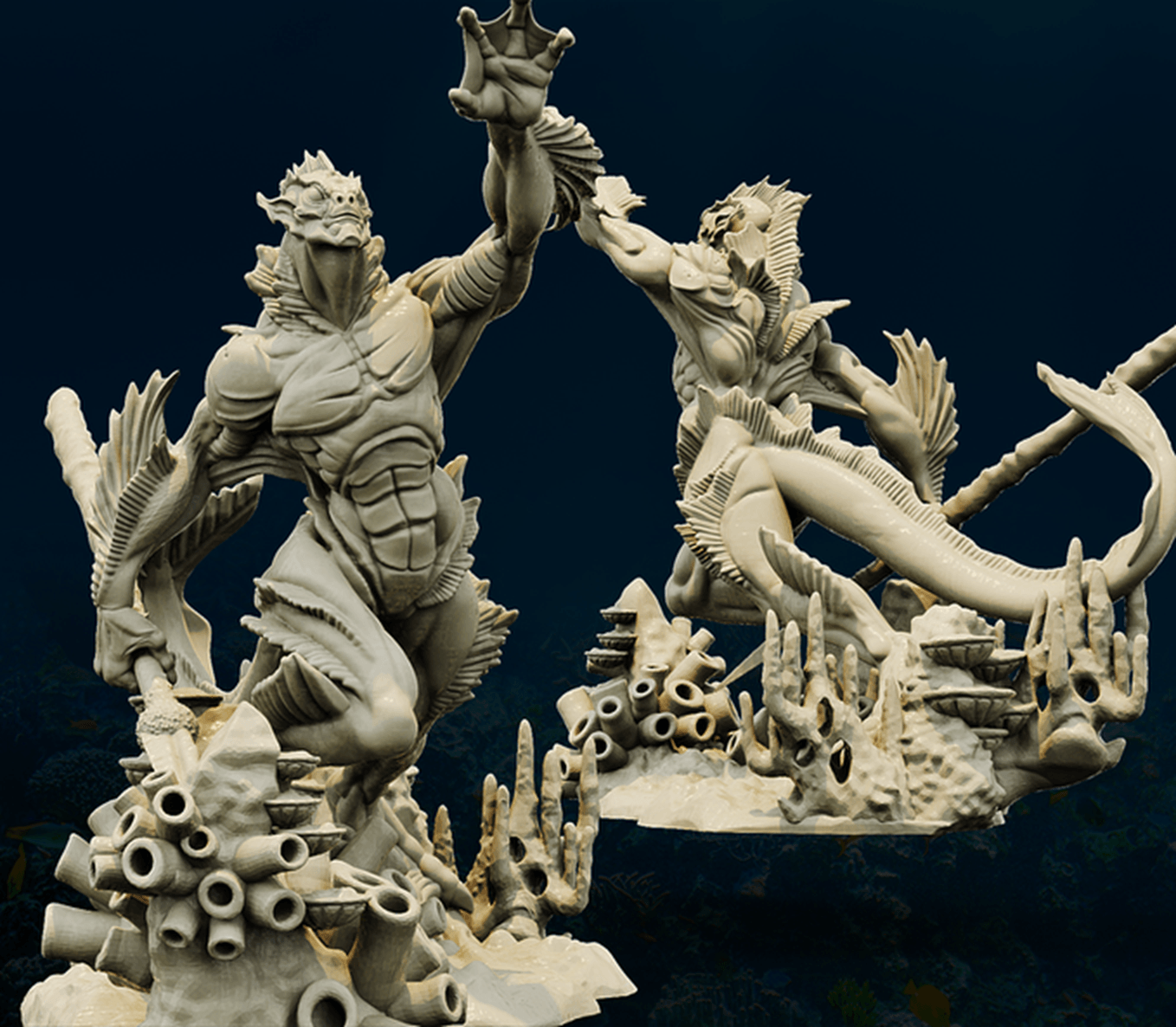 3D Printed Bestiary Vol. 4 Nafarrate - Proteus Merfolk 32mm Ragnarok D&D - 3D Printing Boss 