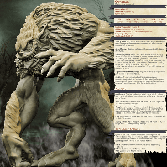 3D Printed Bestiary Vol. 4 Nafarrate - Quathar Fiend 32mm Ragnarok D&D - 3D Printing Boss 