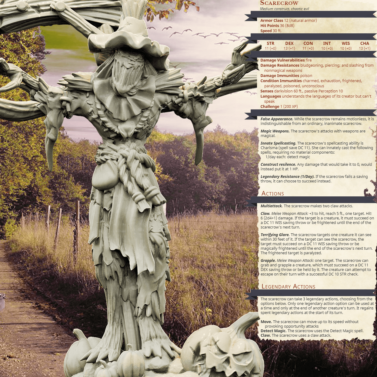 3D Printed Bestiary Vol. 4 Nafarrate - Scarecrow Construct 32mm Ragnarok D&D - 3D Printing Boss 