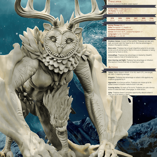 3D Printed Bestiary Vol. 4 Nafarrate - Thalassa Owlfolk 32mm Ragnarok D&D - 3D Printing Boss 