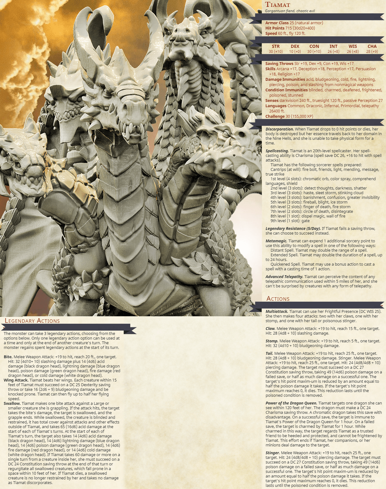 3D Printed Bestiary Vol. 4 Nafarrate - Tiamat Hydra 32mm Ragnarok D&D - 3D Printing Boss 