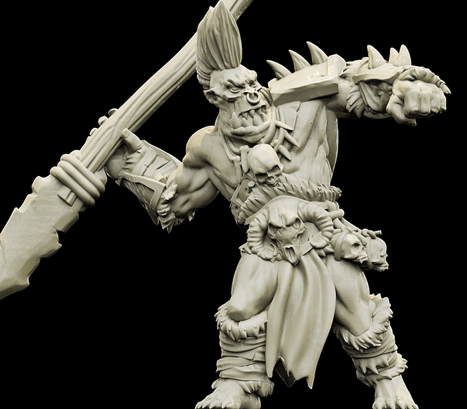 3D Printed Bestiary Vol. 4 Nafarrate - Tog Male Orc Warrior 32mm Ragnarok D&D - 3D Printing Boss 