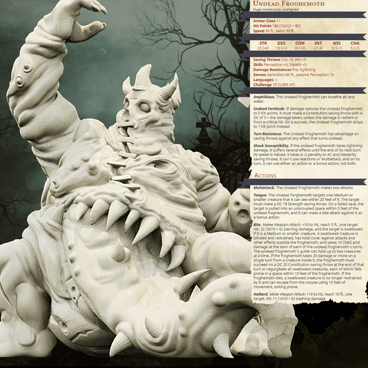 3D Printed Bestiary Vol. 4 Nafarrate - Undead Froghemoth 32mm Ragnarok D&D - 3D Printing Boss 