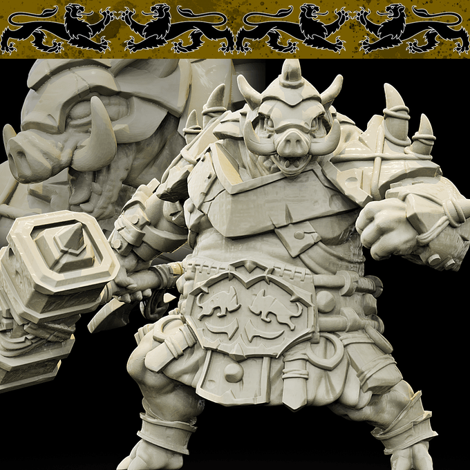 3D Printed Bestiary Vol. 4 Nafarrate - Wereboar 32mm Ragnarok D&D - 3D Printing Boss 