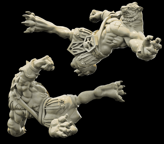 3D Printed Bestiary Vol. 4 Nafarrate - Xbalanque Tiger Warrior 32mm Ragnarok D&D - 3D Printing Boss 