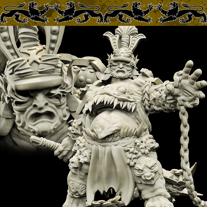 3D Printed Bestiary Vol. 4 Nafarrate - Xing Tiang Chinese Warrior 32mm Ragnarok D&D - 3D Printing Boss 