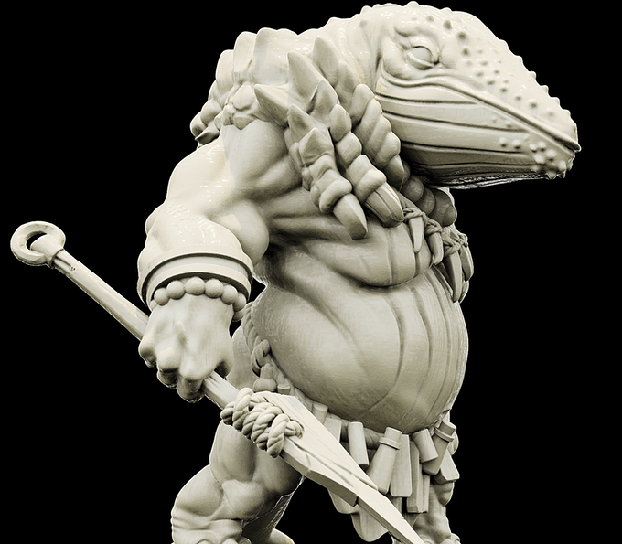 3D Printed Bestiary Vol. 4 Nafarrate - Xjemi Whale Warrior 32mm Ragnarok D&D - 3D Printing Boss 