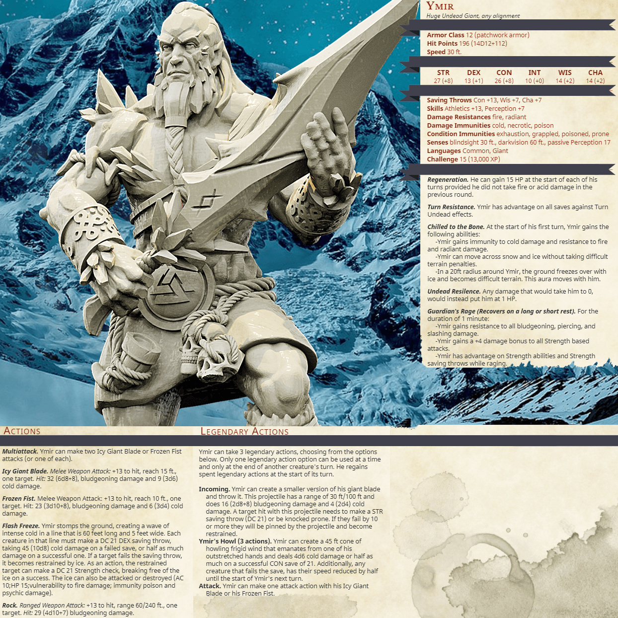 3D Printed Bestiary Vol. 4 Nafarrate - Ymir Undead Giant 32mm Ragnarok D&D - 3D Printing Boss 