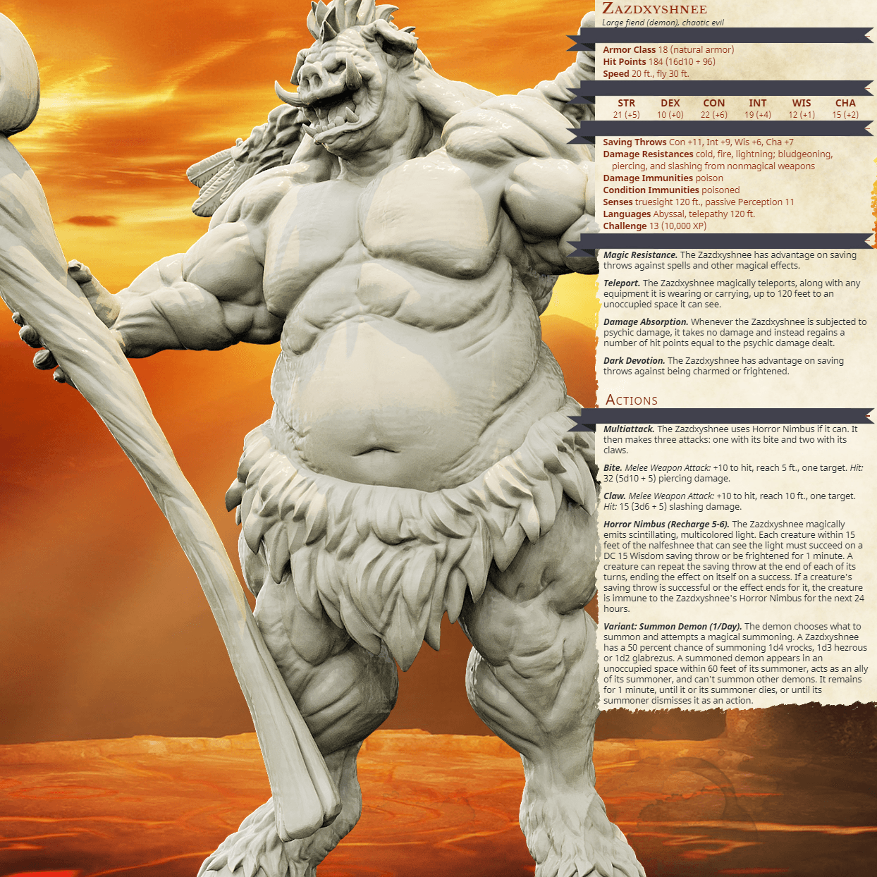 3D Printed Bestiary Vol. 4 Nafarrate - Zazdxyshnee Demon Fiend 32mm Ragnarok D&D - 3D Printing Boss 