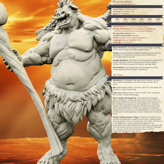 3D Printed Bestiary Vol. 4 Nafarrate - Zazdxyshnee Demon Fiend 32mm Ragnarok D&D - 3D Printing Boss 