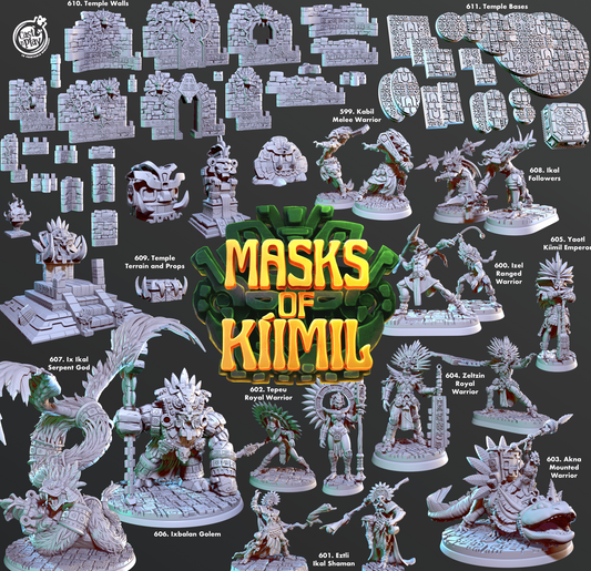 3D Printed Cast n Play Akna, Mounted Warrior Masks of Kiimil 28 32mm D&D - 3D Printing Boss 