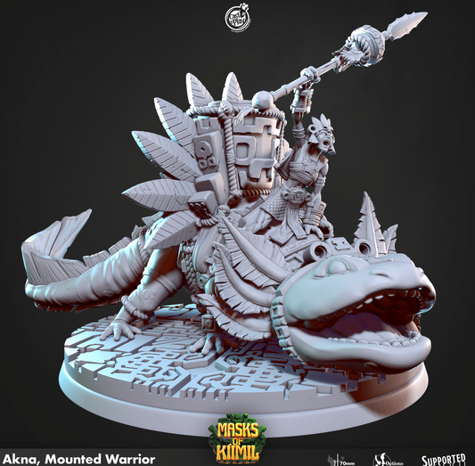 3D Printed Cast n Play Akna, Mounted Warrior Masks of Kiimil 28 32mm D&D - 3D Printing Boss 