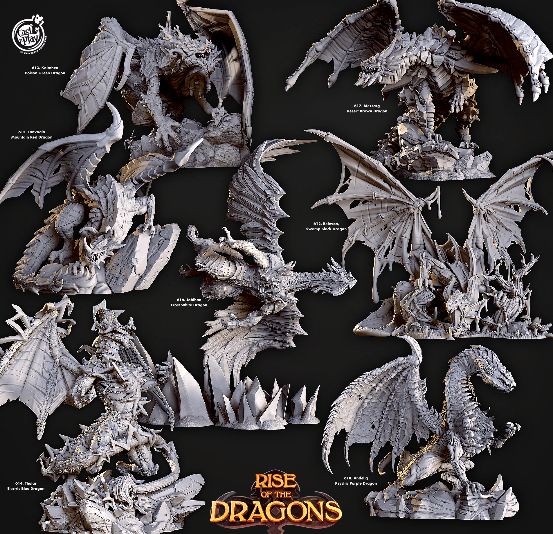 3D Printed Cast n Play Andelig Psychic Purple Dragon Rise of the Dragons 28 32mm D&D - 3D Printing Boss 