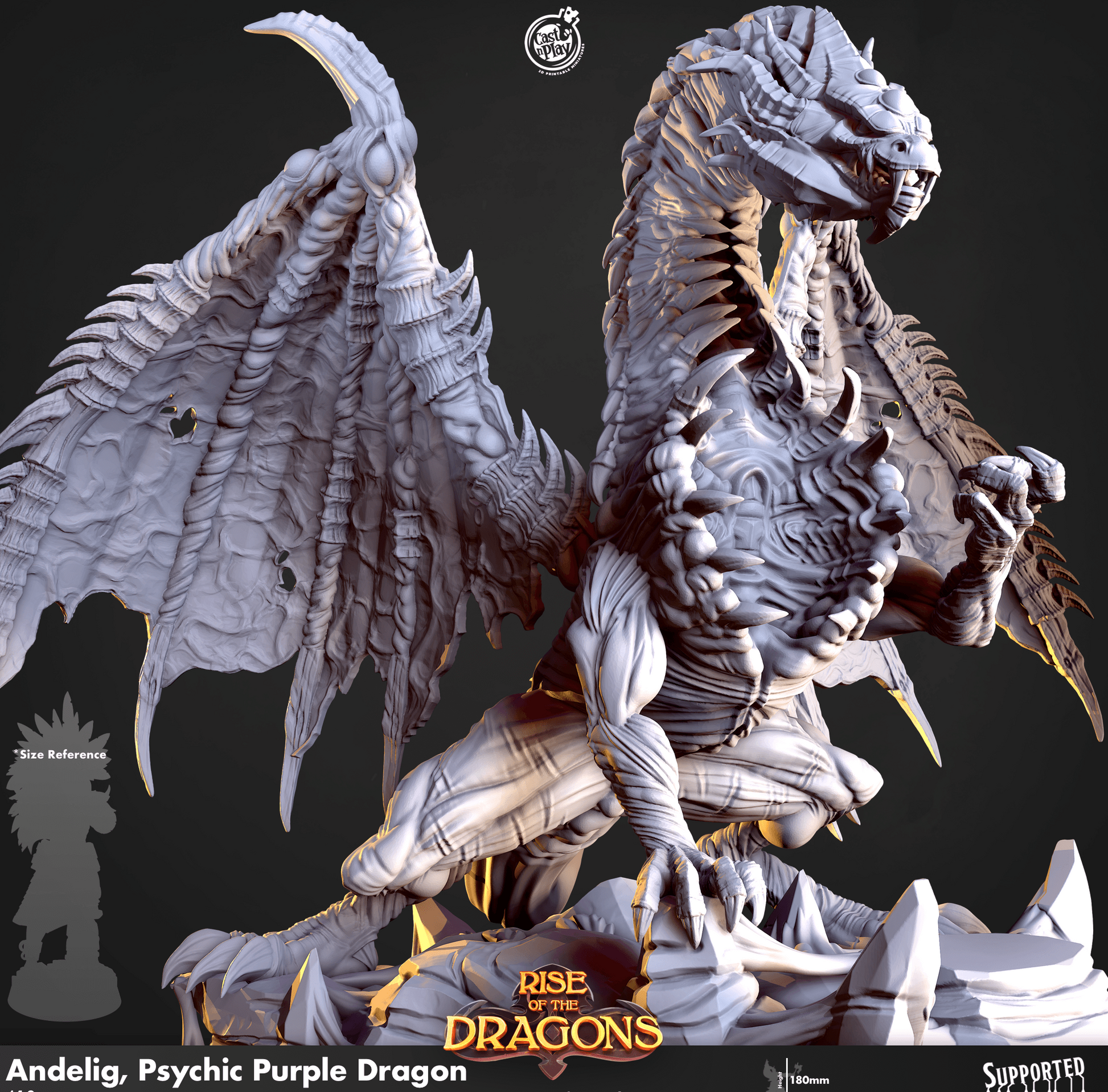 3D Printed Cast n Play Andelig Psychic Purple Dragon Rise of the Dragons 28 32mm D&D - 3D Printing Boss 