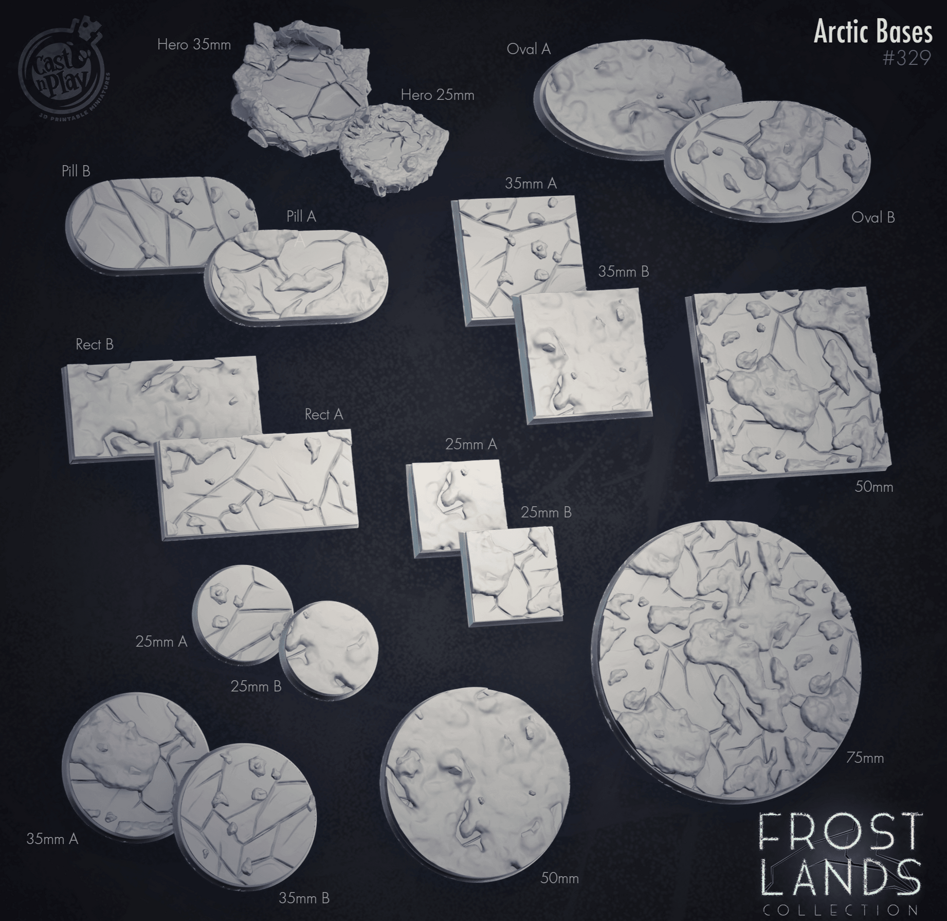 3D Printed Cast n Play Arctic Frozen Bases Set 28mm 32mm D&D - 3D Printing Boss 