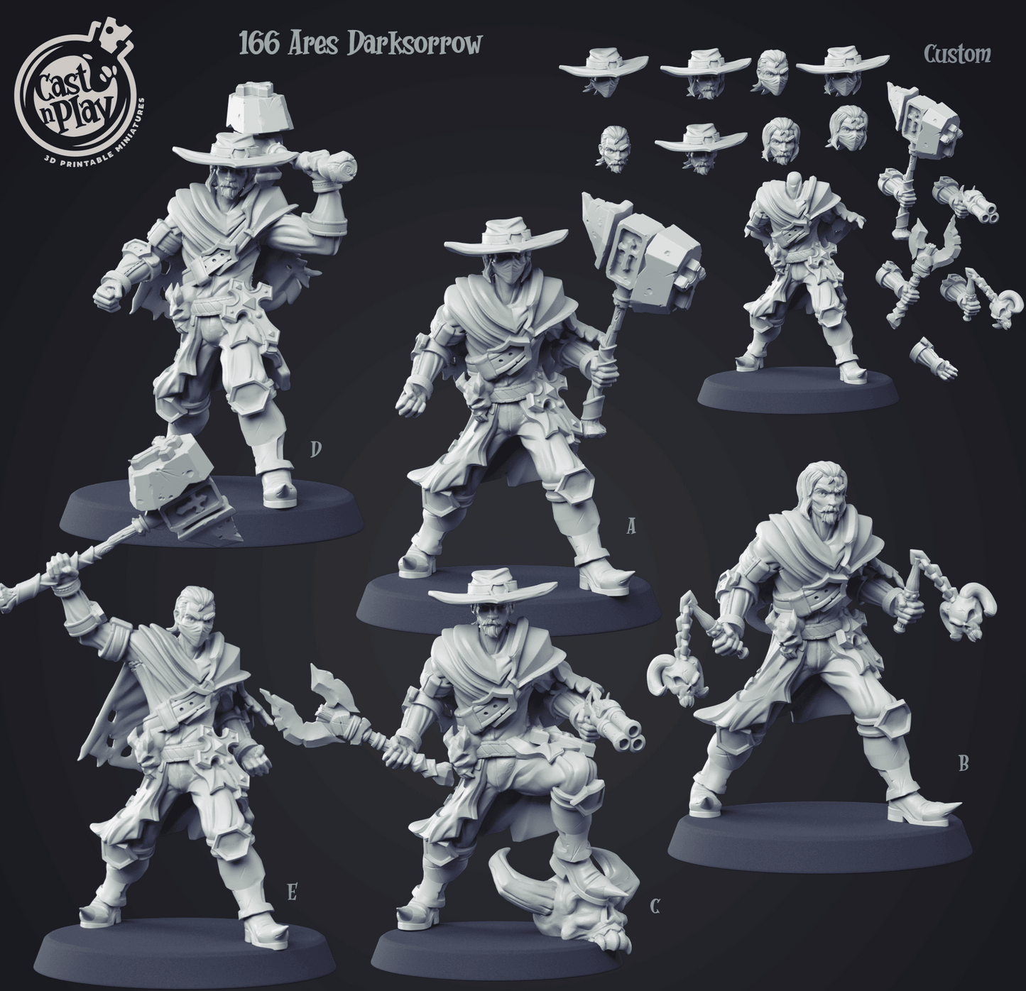 3D Printed Cast n Play Ares Darksorrow Demon Hunter 28mm 32mm D&D - 3D Printing Boss 