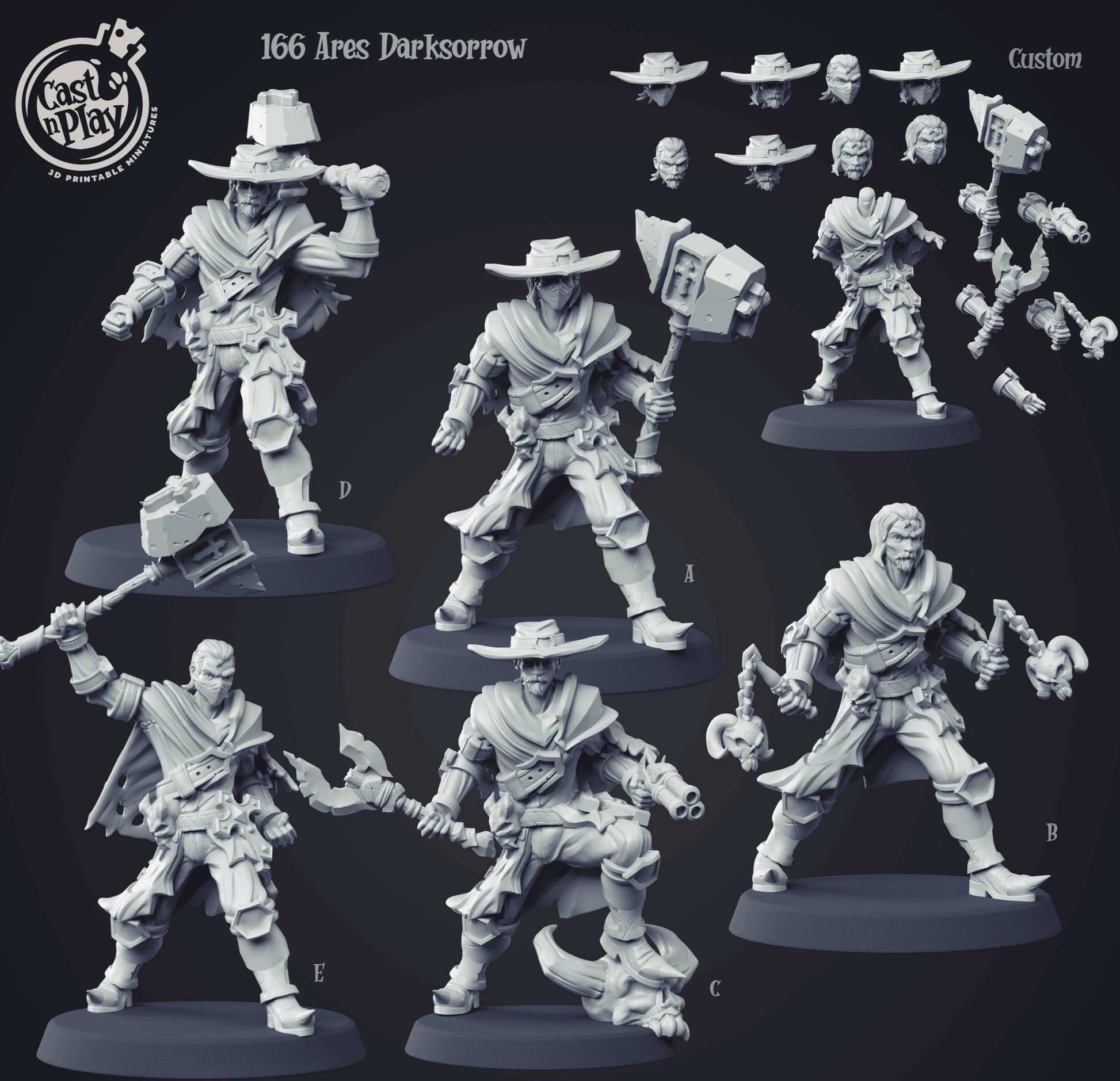 3D Printed Cast n Play Ares Darksorrow Demon Hunter 28mm 32mm D&D - 3D Printing Boss 