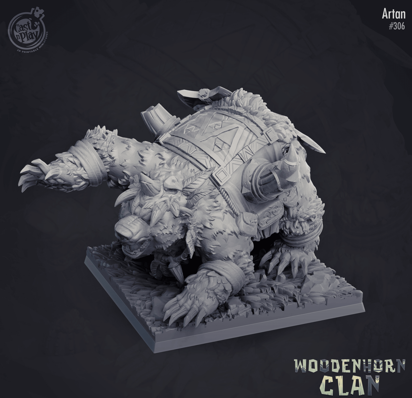 3D Printed Cast n Play Artan Warbear Woodenhorn Clan 28mm 32mm D&D - 3D Printing Boss 