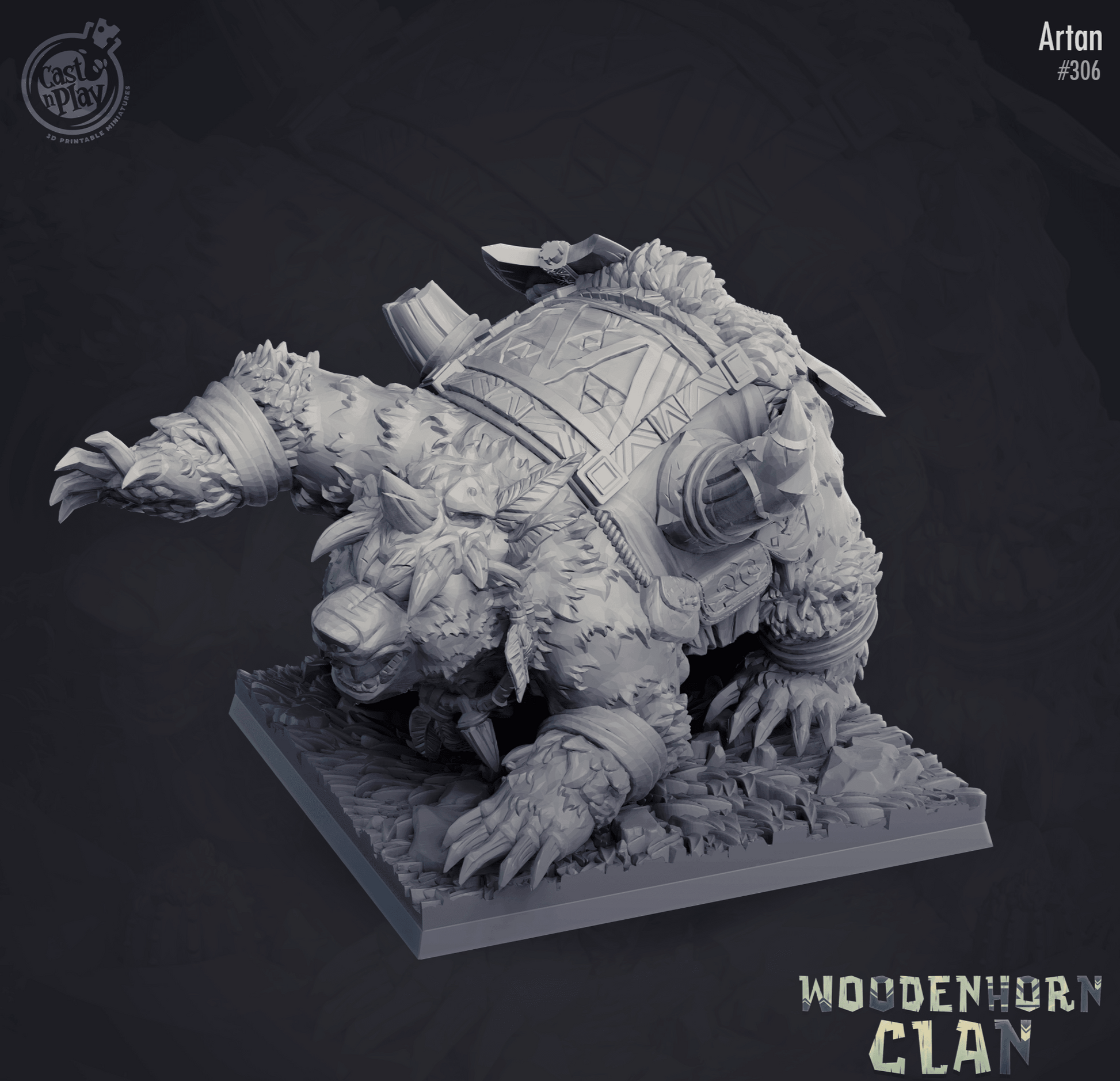 3D Printed Cast n Play Artan Warbear Woodenhorn Clan 28mm 32mm D&D - 3D Printing Boss 