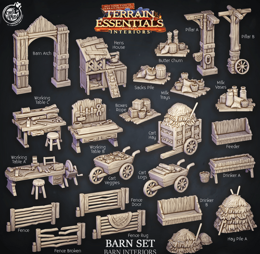 3D Printed Cast n Play Barn Interiors Terrain Essentials 28mm 32mm D&D - 3D Printing Boss 
