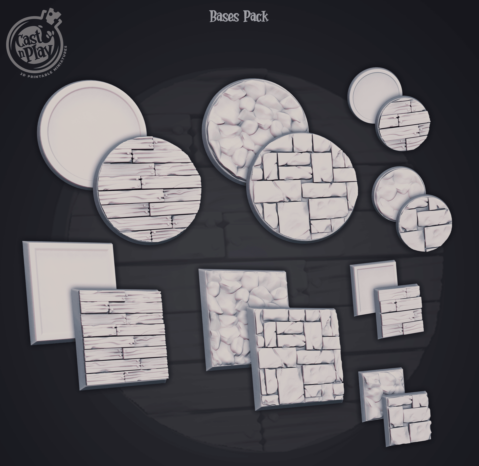 3D Printed Cast n Play Basic Base Set 28mm 32mm D&D - 3D Printing Boss 