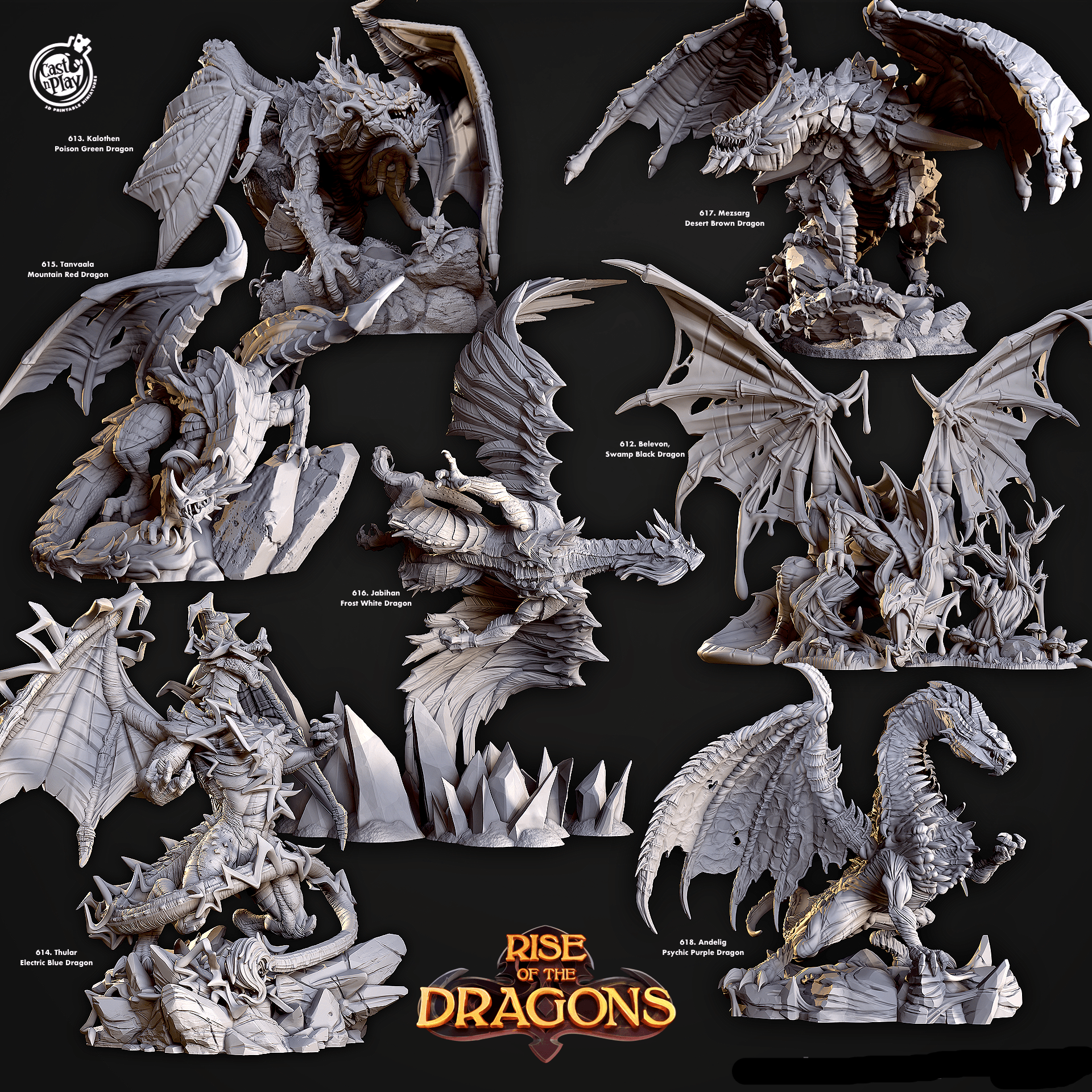 3D Printed Cast n Play Belevon Swamp Black Dragon Rise of the Dragons 28 32mm D&D - 3D Printing Boss 