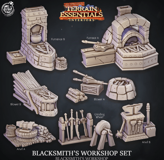 3D Printed Cast n Play Blacksmith's Workshop Terrain Essentials 28mm 32mm D&D - 3D Printing Boss 