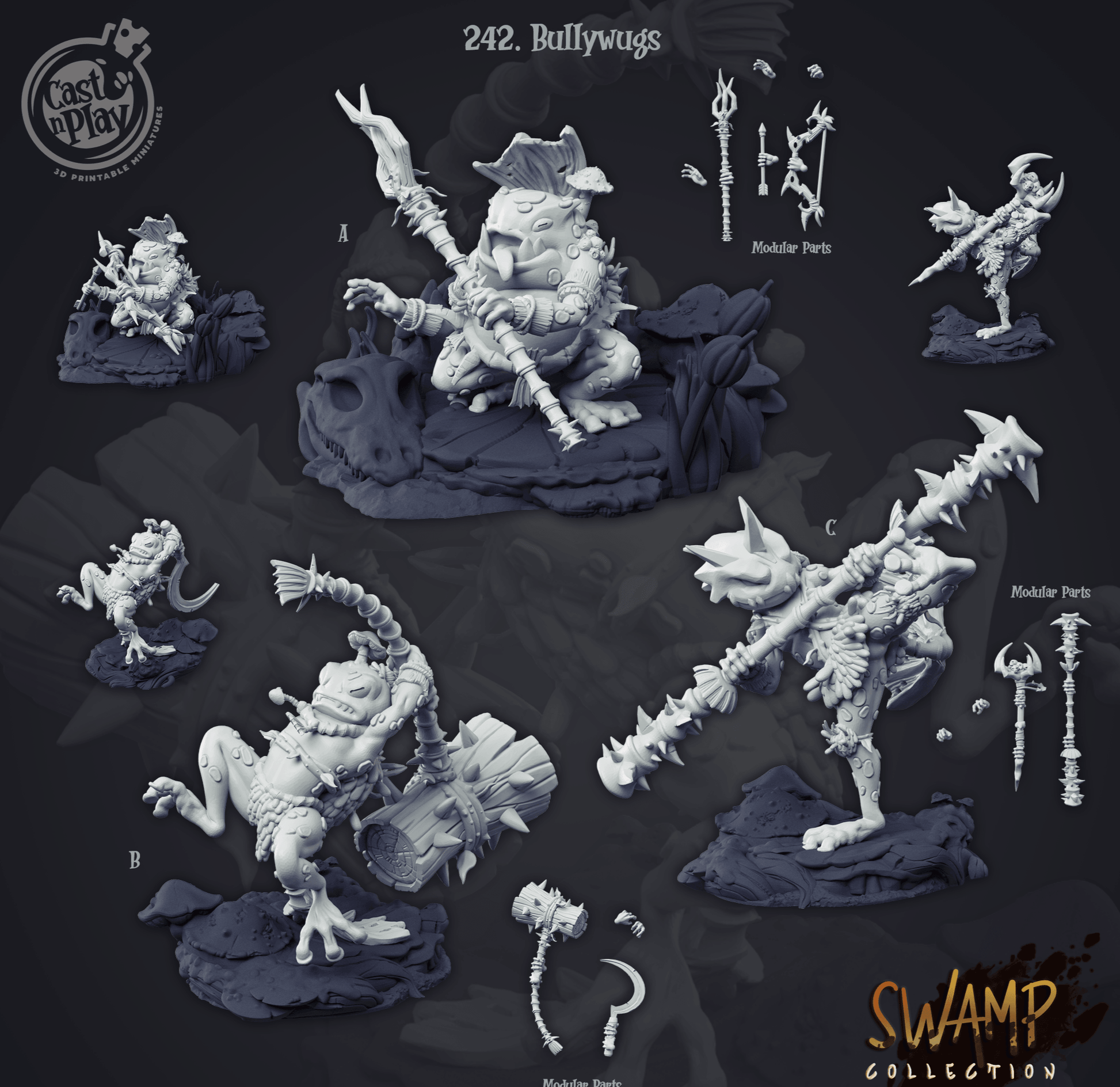 3D Printed Cast n Play Bullywugs Swamp Collection 28mm 32mm D&D - 3D Printing Boss 