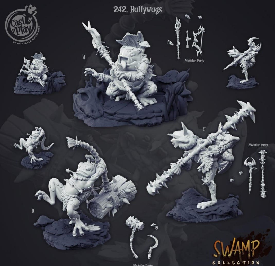 3D Printed Cast n Play Bullywugs Swamp Collection 28mm 32mm D&D - 3D Printing Boss 