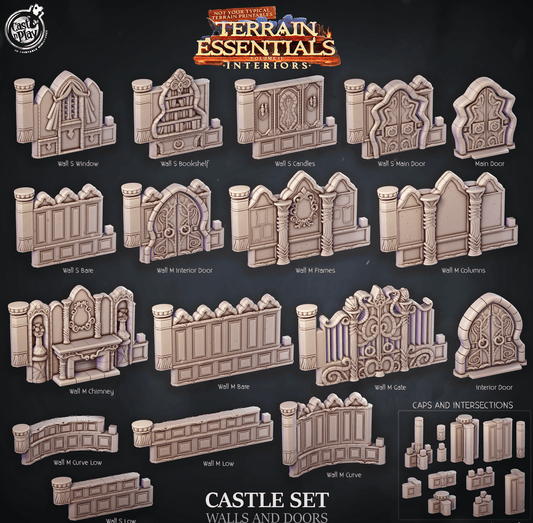 3D Printed Cast n Play Castle Walls And Doors Terrain Essentials 28mm 32mm D&D - 3D Printing Boss 