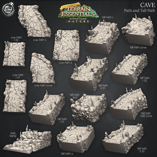 3D Printed Cast n Play Cave Path and Tall Path Set Terrain Essentials Nature 28mm 32mm D&D - 3D Printing Boss 
